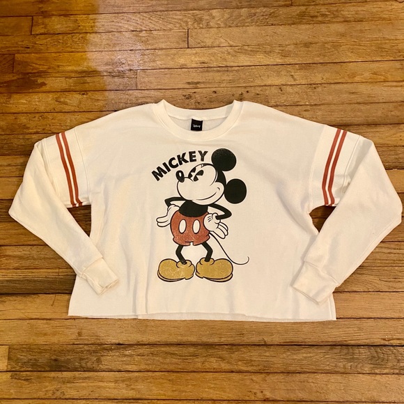 DISNEY Mickey Mouse Cropped Sweatshirt Med - Picture 3 of 7
